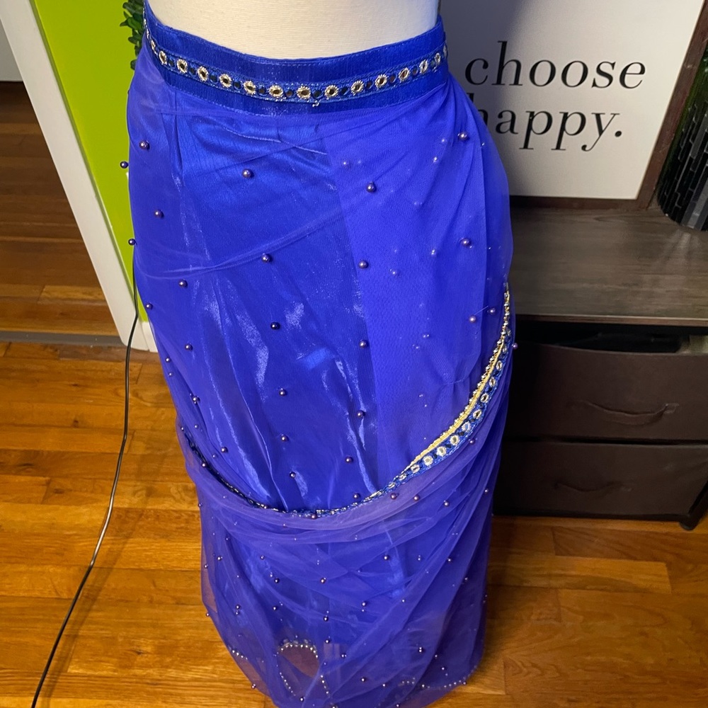 India Boutique Royal Blue Embellished Saree Skirt